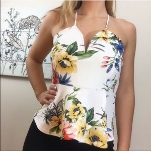 Cocoa Beach' Floral V Plunge Peplum Top